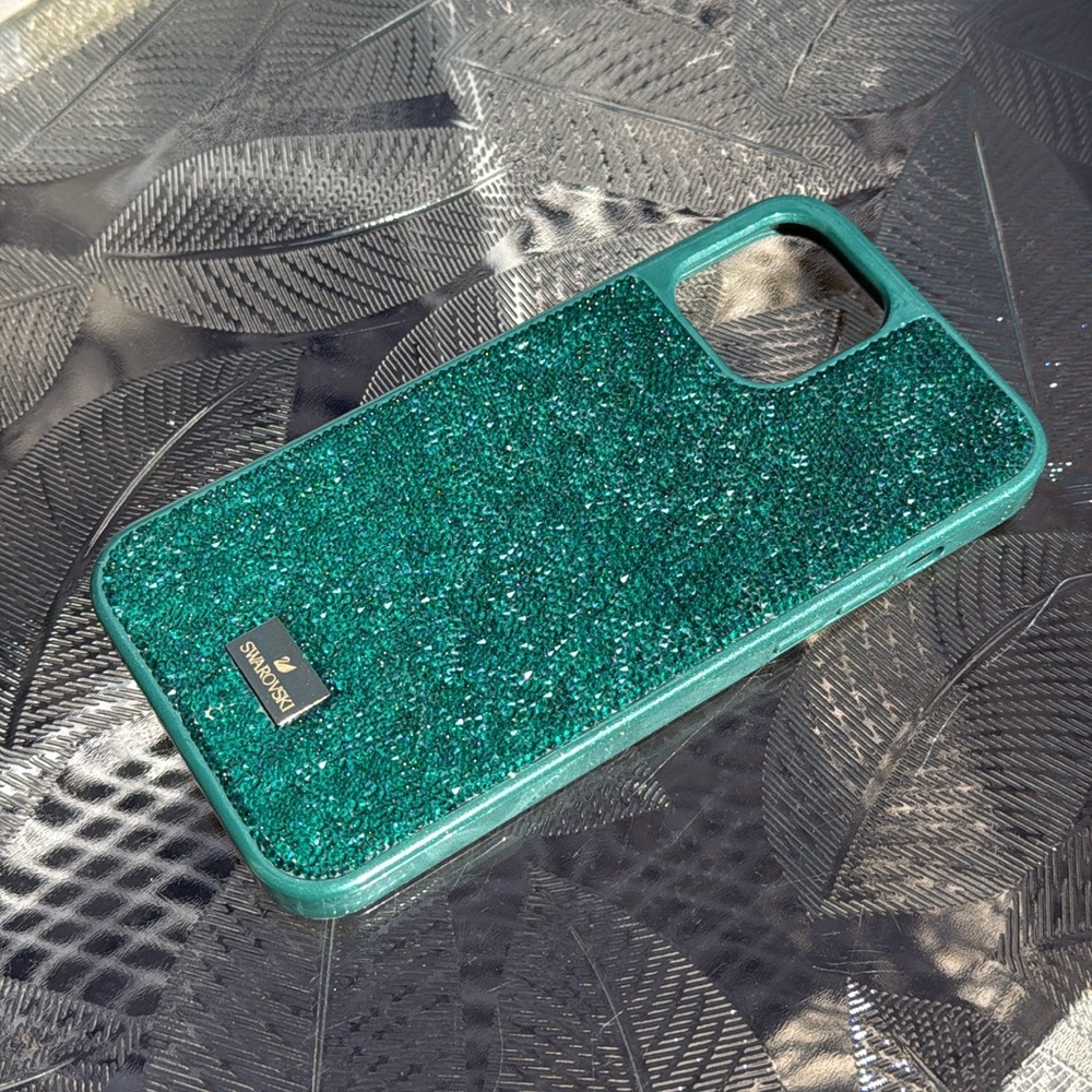 Swarovski Green Crystal Glam Rock Smartphone Case iPhone 12 Pro Max Phone Case - Picture 11 of 12